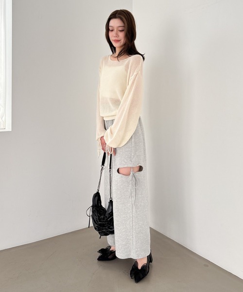 スパンコールニット Heather ニット セーター スパンコールメッシュニット 326336
