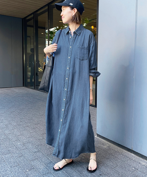 スローブイエナ　LE DENIM デニム　シャツ　ワンピース　ロング SLOBE IENA（スローブイエナ）の「LE DENIM ロングワンピース