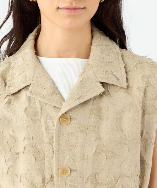 【MACPHEE】メッシュカットジャカード ジレ MACPHEE ベスト ジレ メッシュカットジャカード レディース