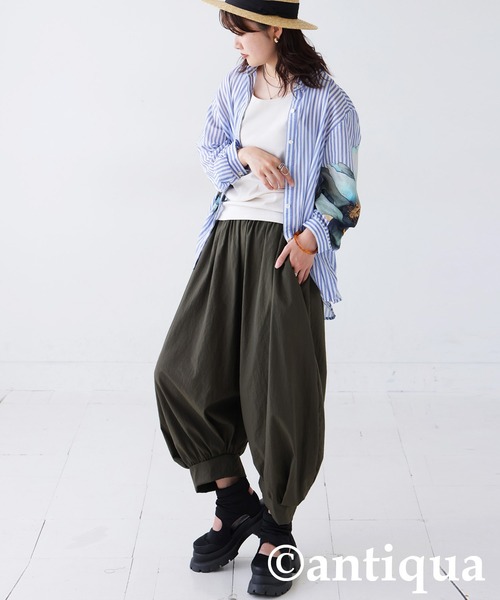 【未使用タグ付】Nala リネンライク バルーンパンツ 黒 S antiqua パンツ バルーンパンツ レディース : ZOZOTOWN Yahoo!店