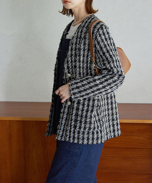 SLOBE IENA（スローブイエナ） ツイードジャケット FREE ブラック