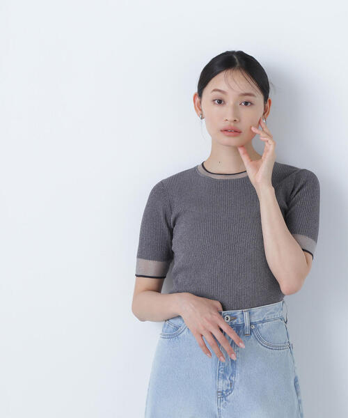 NATURAL BEAUTY BASIC ニット セーター バイカラーラメシアー NATURAL BEAUTY BASIC ニット セーター バイカラーラメシアー