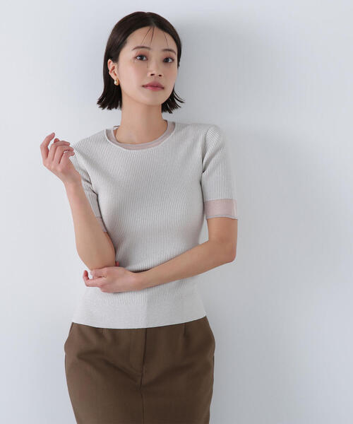 NATURAL BEAUTY BASIC ニット セーター バイカラーラメシアー NATURAL BEAUTY BASIC ニット セーター バイカラーラメシアー