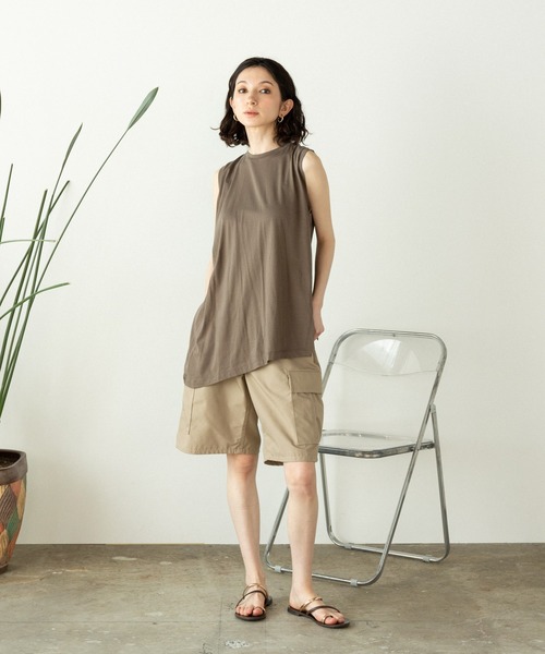 タンクトップ ノースリーブ ESLOW/エスロー SLIT TANKTOP スリット タンクトップ レディース ESLOW タンクトップ ノースリーブ ESLOW/エスロー SLIT TANKTOP