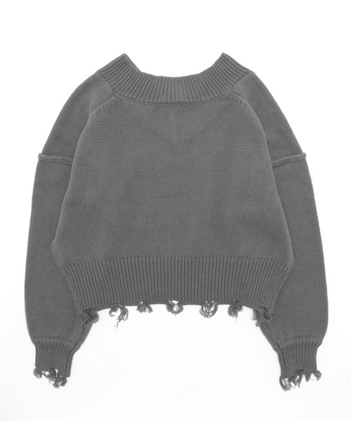 「GYDA」 Vネックニット FREE グレー レディース GYDA 「GYDA」 Vネックニット FREE チャコールグレー レディース