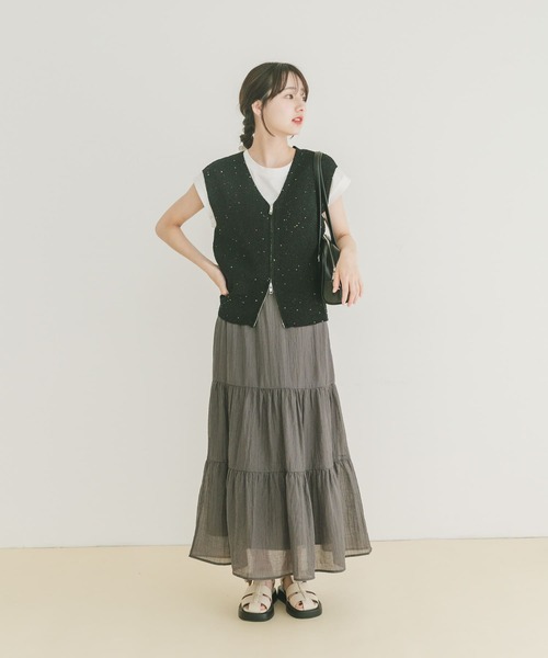 値下　RITSUKO SHIRAHAMA シルバー スパンコール ベスト スパンコールベスト（シルバー）” Material :外側 ポリエステル