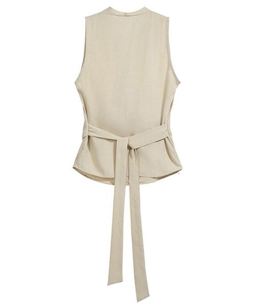ブラウス シャツ ノースリーブカシュクールバックリボントップス