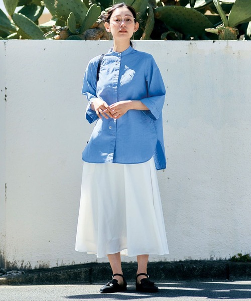and myera 「and myera」 7分袖ブラウス LARGE ブルー