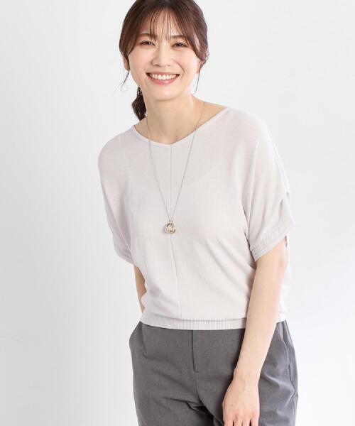 ニット セーター 「選べる7色／手洗い可／二の腕カバー」涼しげオフボディニット レディース