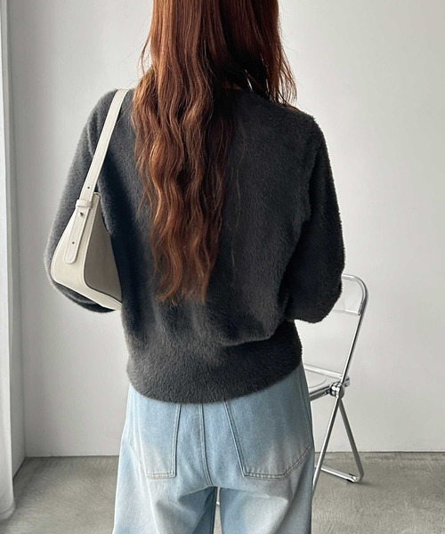 GeeRA（ジーラ） カーディガン ゴールドボタン裾スリットシャギー