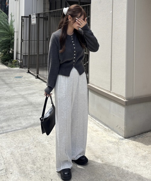 GeeRA（ジーラ） カーディガン ゴールドボタン裾スリットシャギー
