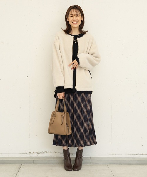 「GLOBAL WORK」 ジップアップブルゾン MEDIUM アイボリー レディース_画像8