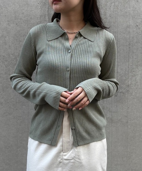 &g'aime ニット セーター 「＆g'aime」シアーラメポロニット