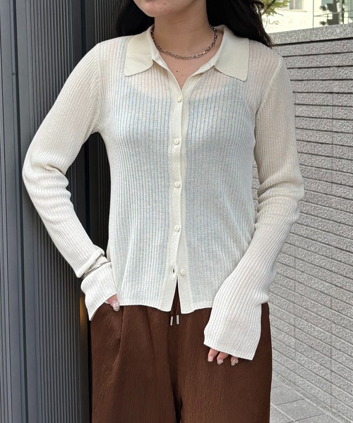 &g'aime ニット セーター 「＆g'aime」シアーラメポロニット