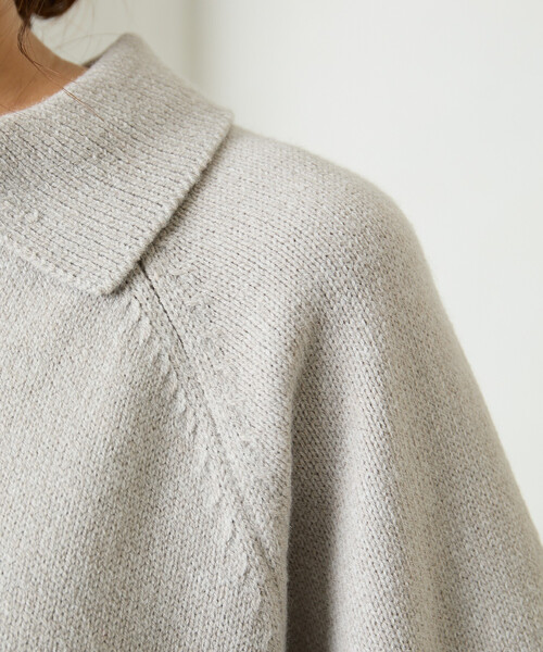 シーマリー カシミヤポロ襟フリンジ長袖ニット　黒40サイズ　新品未開封 FREAK'S STORE（フリークスストア） ニット セーター 限定展開 ポロ襟