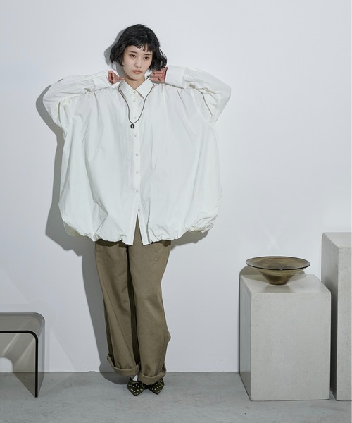 THE Yon シャツワンピース バルーンヘムミニシャツOP : ZOZOTOWN Yahoo