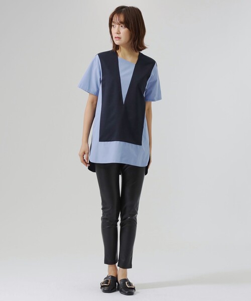 「CAST:」 半袖ブラウス M ネイビー レディース_画像3