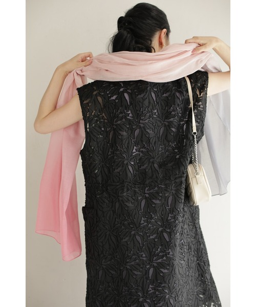 cawaii ベスト ジレ （黒）花模様が浮かび上がるシアーロング