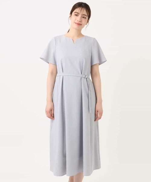 「OFUON le MK」 半袖ワンピース 36 ネイビー レディース_画像6