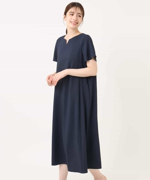 「OFUON le MK」 半袖ワンピース 36 ネイビー レディース_画像8