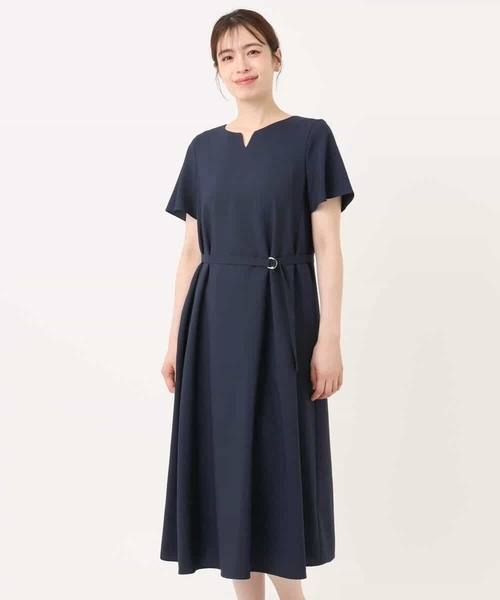 「OFUON le MK」 半袖ワンピース 36 ネイビー レディース_画像9