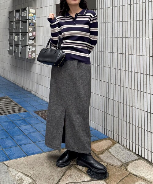 fredy emue（フレディエミュ） ニット セーター マルチボーダー衿付き