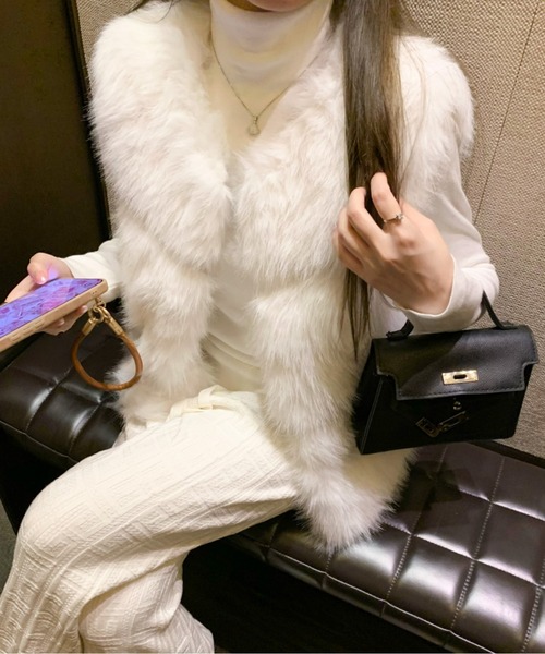 MY WHITE エコファーベスト MY WHITE エコファーベスト オンラインファッション - MY WHITE エコ