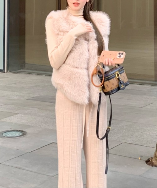 定価53900円【新品】レディース42ランバンスポールエコファーベスト白 ベスト ジレ 3ステップエコファーベスト レディース : ZOZOTOWN Yahoo