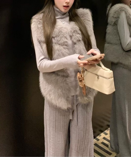 美品✨セオリー エコファー フェイク 毛皮 ジレ ベスト クリーニング済 L ベスト ジレ 3ステップエコファーベスト レディース : ZOZOTOWN Yahoo