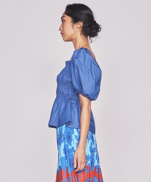 「DOUBLE STANDARD CLOTHING」 7分袖ブラウス 38 ブルー レディース_画像4