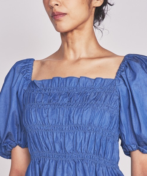 「DOUBLE STANDARD CLOTHING」 7分袖ブラウス 38 ブルー レディース_画像6