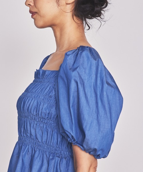 「DOUBLE STANDARD CLOTHING」 7分袖ブラウス 38 ブルー レディース_画像7