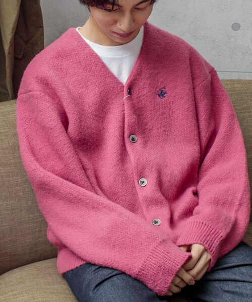 「BEVERLY HILLS POLO CLUB」 ニットカーディガン L ミント メンズ_画像2