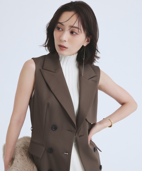 「anuans」 ノースリーブニット FREE ゴールド レディース_画像3