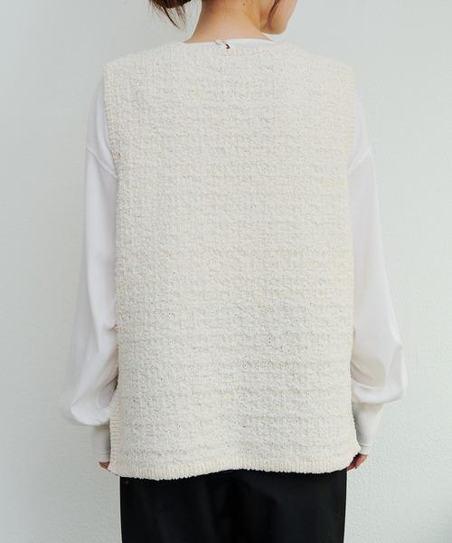 pual ce cin ベスト ジレ ツイードライクニットベスト レディース