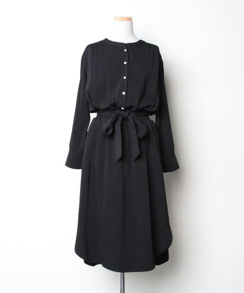 黒の長袖ワンピース mizuiroind（ミズイロインド） 長袖ワンピース - ブラック レディース