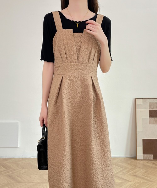 「ECLIN」 キャミソールワンピース L ライトイエロー レディース_画像4