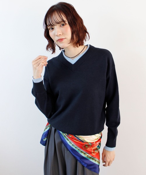Zoy レディース Vネックセーター 36 ニット セーター Vネックレイヤードニット レディース : ZOZOTOWN