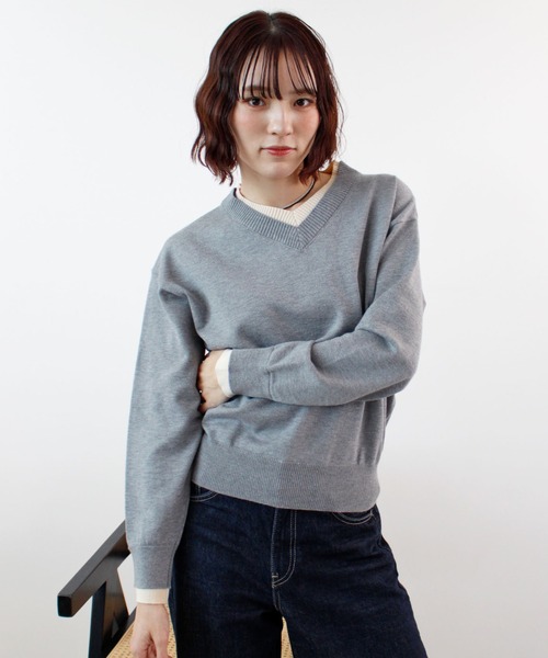 ♡Amerivintage♡レイヤードニット ニット セーター Vネックレイヤードニット レディース : ZOZOTOWN