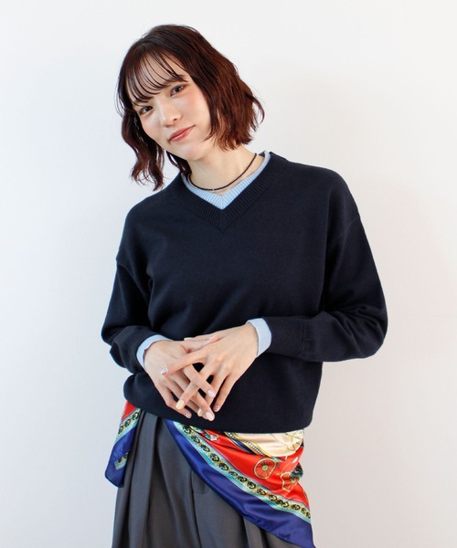 2016AW DRWCYS ディープVレイヤードニット ニット セーター Vネックレイヤードニット レディース : ZOZOTOWN