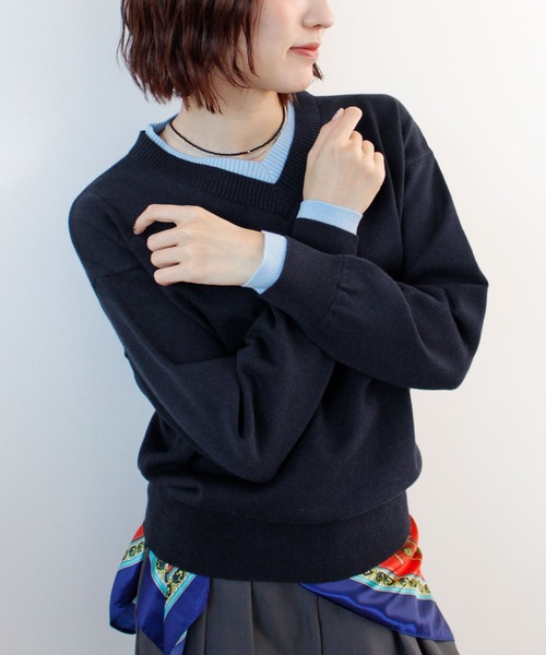 2016AW DRWCYS ディープVレイヤードニット ニット セーター Vネックレイヤードニット レディース : ZOZOTOWN