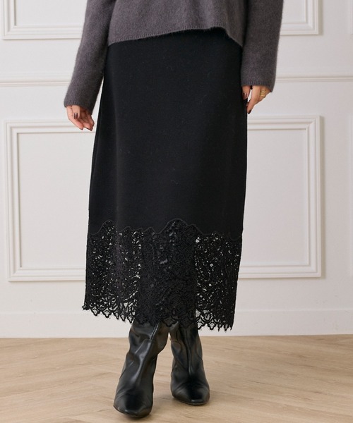【NEW】イネド（INED）/レーススカート INED（イネド） スカート レースニットスカート「セットアップ対応