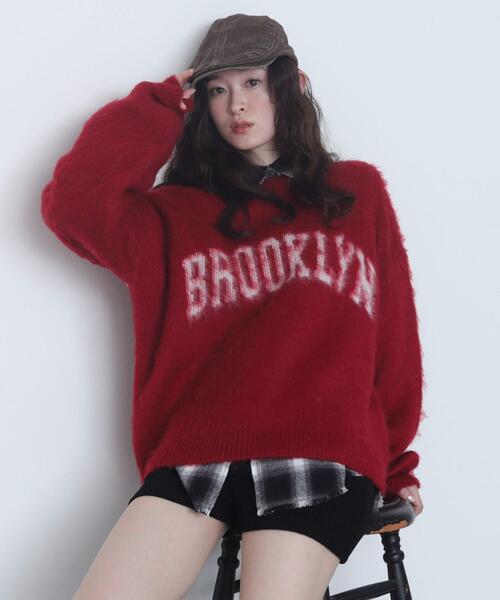 定価6万 WEWILL ウィーウィル  モヘア ニット セーター  赤  121 WEGO（ウィゴー） ニット セーター WEGO/モヘアタッチBROOKLYN