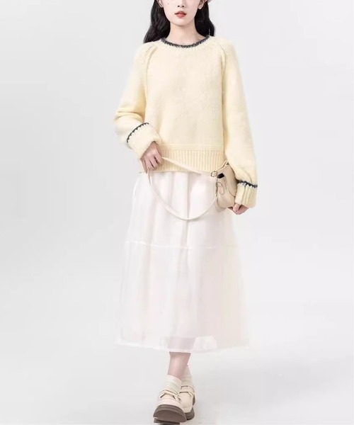 「MAISON DE THERESE」 長袖ニット FREE グレー レディース_画像9