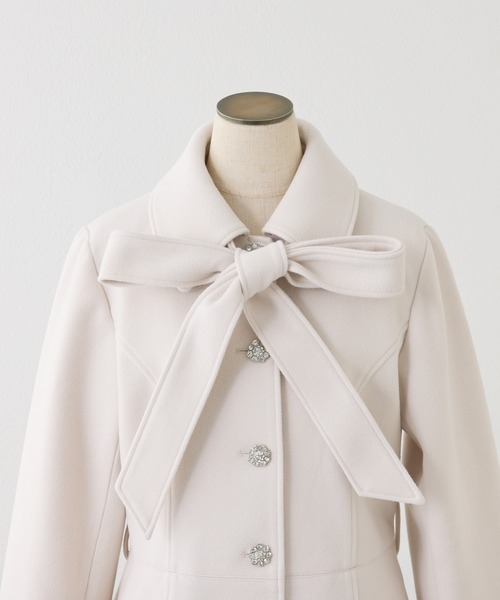 one after another NICE CLAUP ステンカラーコート コート リボン