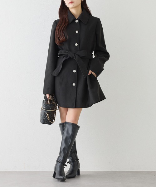 one after another NICE CLAUP ステンカラーコート コート リボン