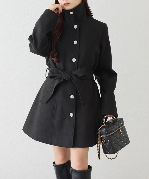 one after another NICE CLAUP ステンカラーコート コート リボン