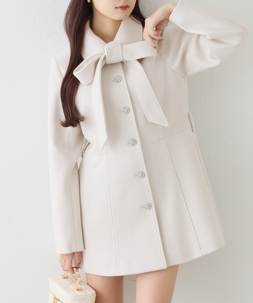 one after another NICE CLAUP ステンカラーコート コート リボン