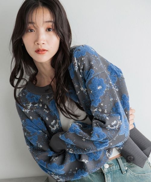 「LOWRYS FARM」 ニットカーディガン LONG ブラック レディース_画像9