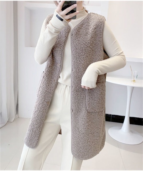 「おしゃれスタ」 ベスト M ライトグレー レディース_画像2